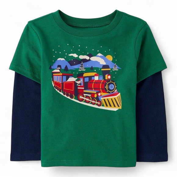 Children's Green Train Adventure Long Sleeve Tee​ - Picture 2 of 2